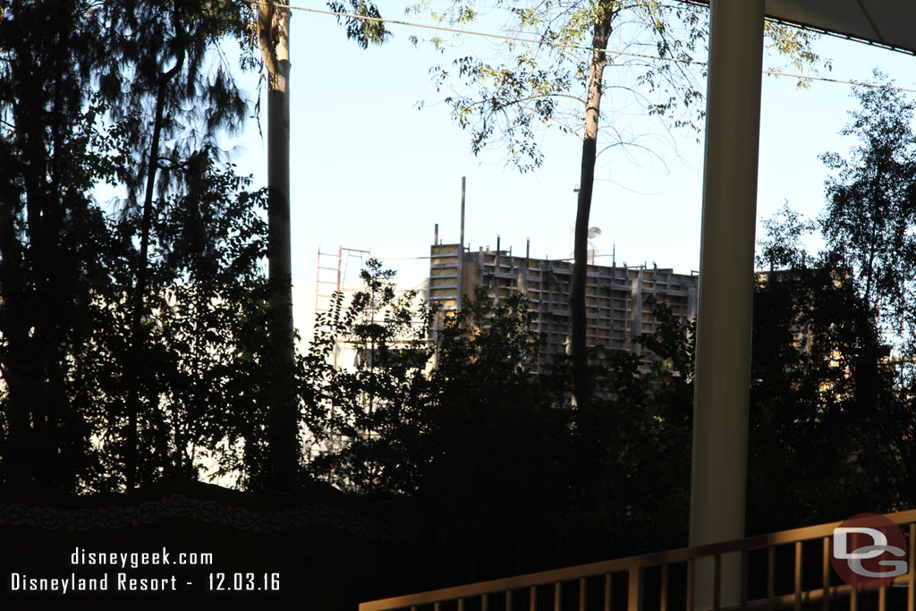 Walls rising behind the Fantasyland Theatre as part of the Star Wars project.  Wonder if they will be used to muffle the train sound for the theater too.