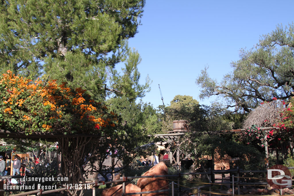 A crane visible in Star Wars Land beyond Big Thunder.