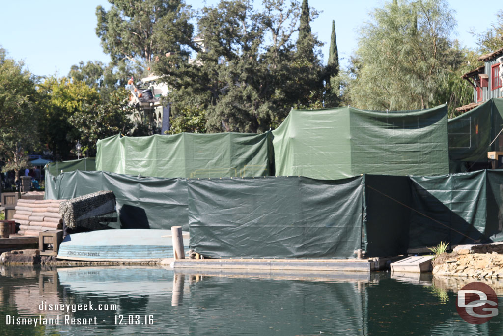 The front of the island is still obstructed with fences.