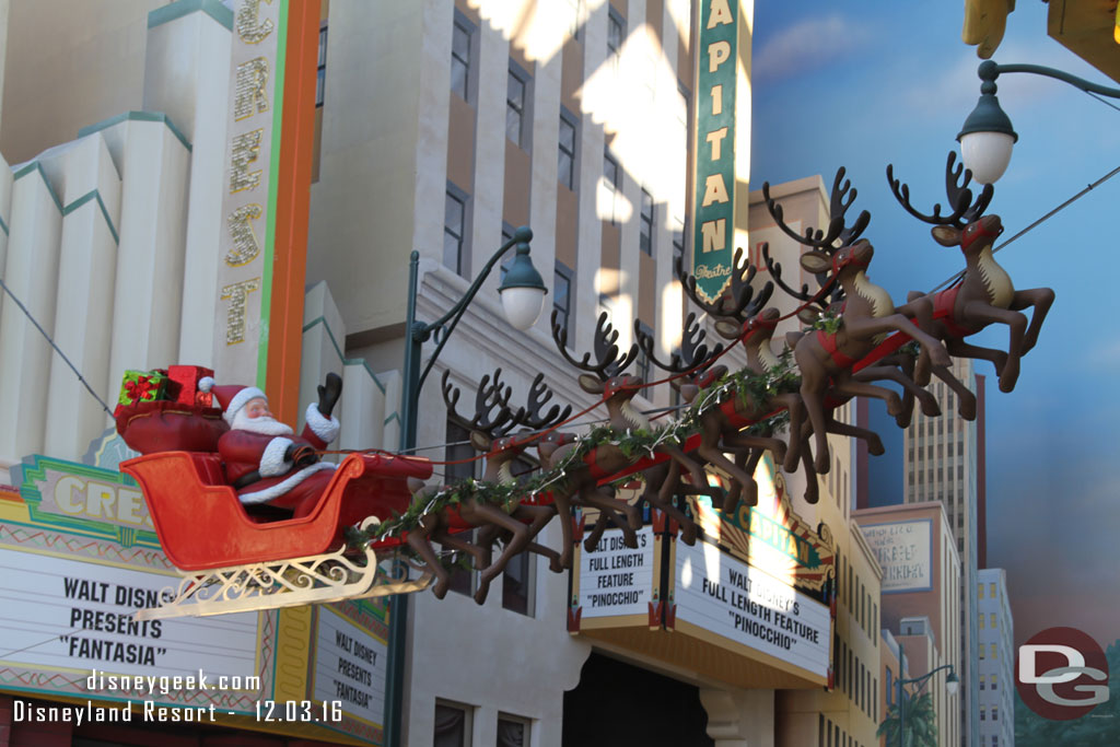 Santa and his reindeer in Hollywood Land.