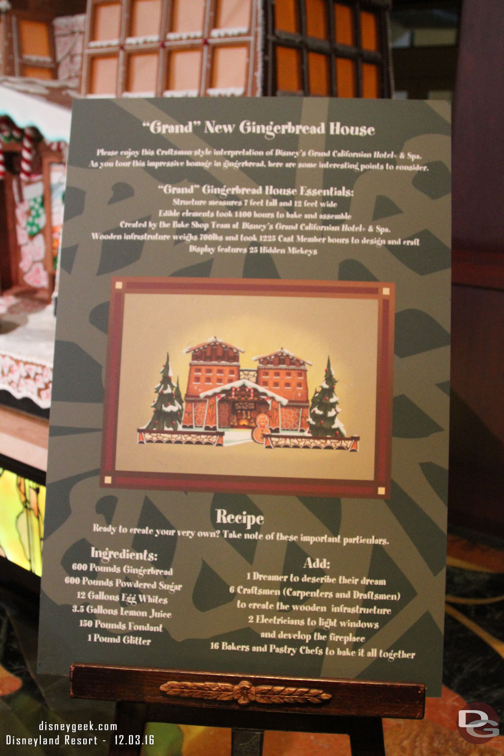 A large gingerbread replica of the hotel is on display in the lobby.