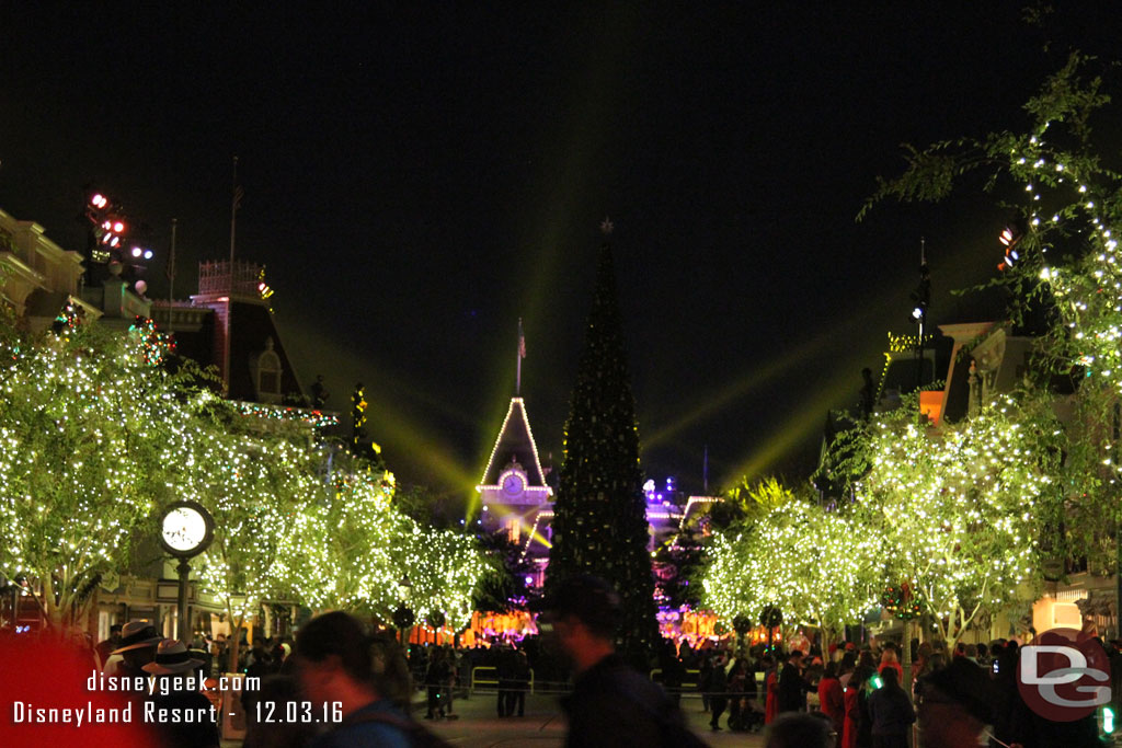 Showtime.  The Christmas tree gets in the way of the view from here.