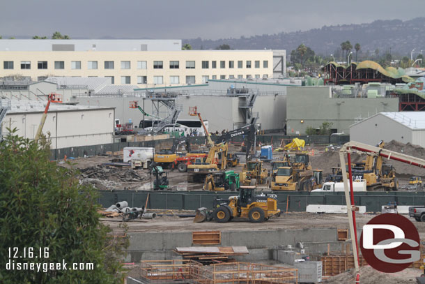 The mound of dirt area is now a parking lot for equipment.  The dirt has been relocated throughout the site.