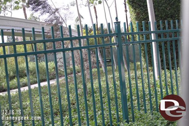 To walk to the parks you have to go through Downtown Disney.  The old walkway has a fence and door now.