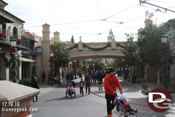 Clearing skies as I stepped onto Buena Vista Street.