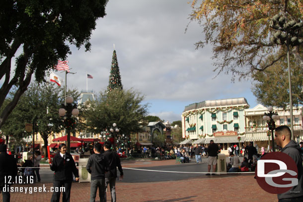 Main Street USA, guests were lining up for the 1:30 Christmas Fantasy Parade.