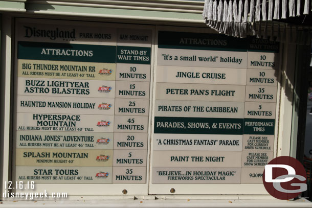 Disneyland wait times as of 1:22pm