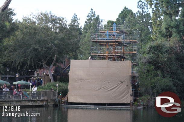 Scaffolding on the Columbia as the lengthy renovation continues.