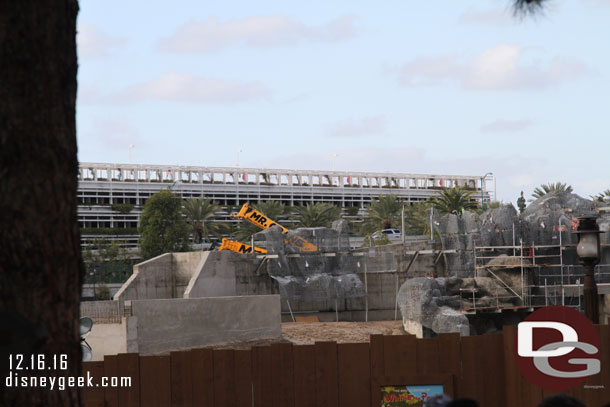 Rocks are taking shape along the Rivers of America.