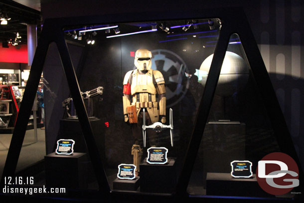 Inside the first two display cases now house Rogue One items.