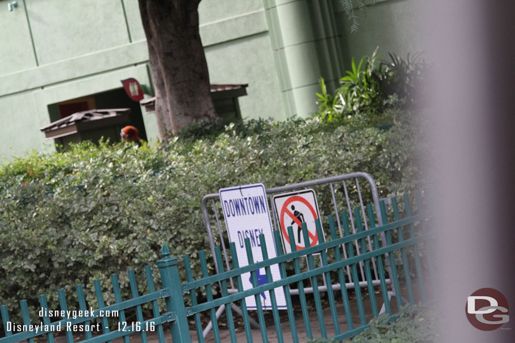 A gate directing guests to Downtown Disney a little further up the walkway.