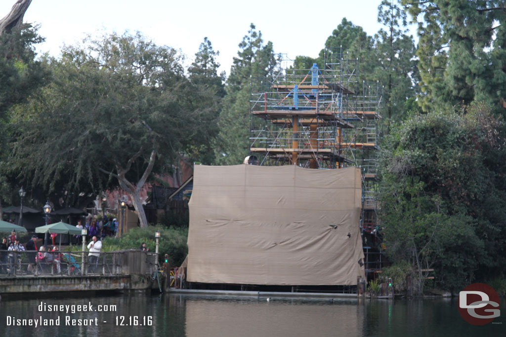 Scaffolding on the Columbia as the lengthy renovation continues.