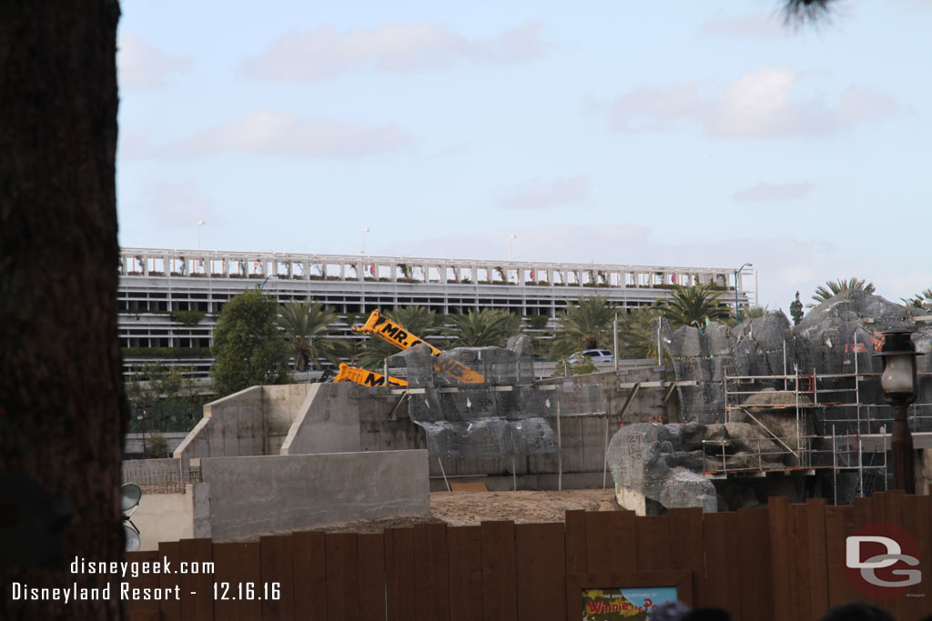 Rocks are taking shape along the Rivers of America.