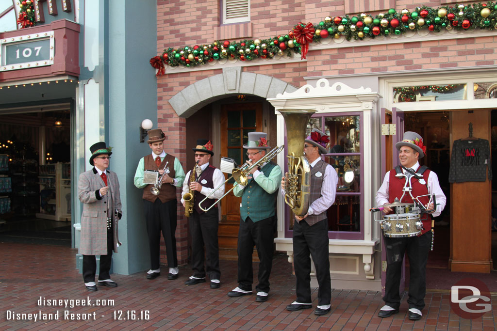 Dickens Yuletide Band performing on Main Street USA