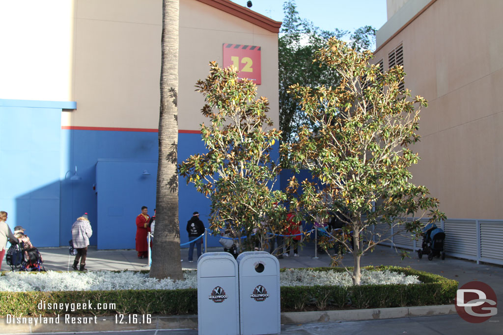 Guests who bought a Frozen meal package line up near Stage 12.