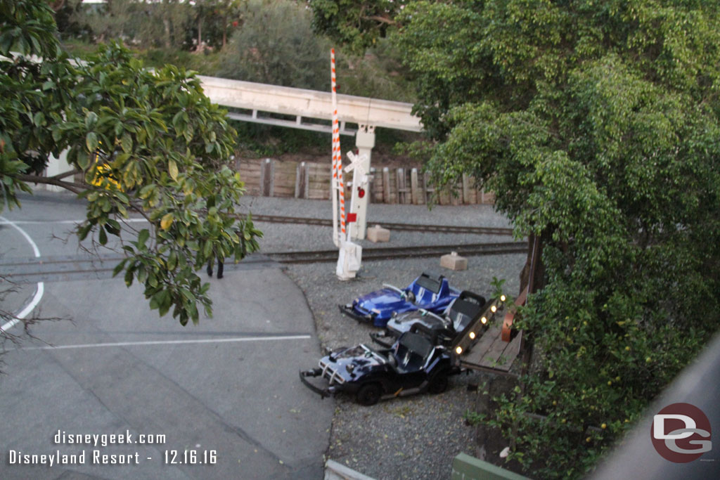 Interesting to see three Autopia cars parked out near the train tracks.