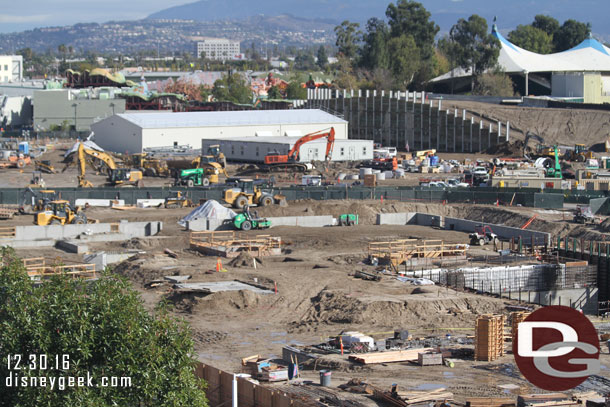 The foundation work for the show building nearest the structure is moving along.  You can see the outline for the building taking shape.