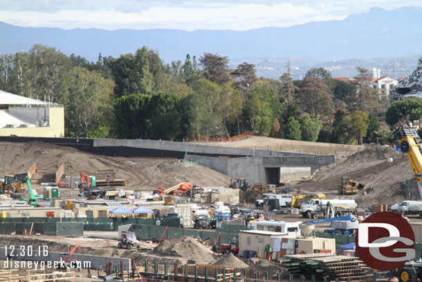 The wall looks complete to the left of the Fantasyland tunnel now.