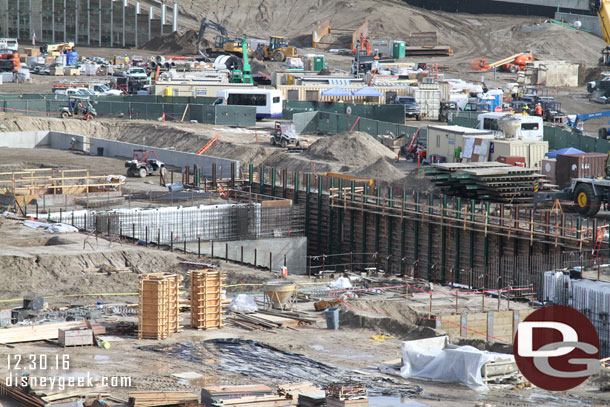 Concrete has been poured in the basement portion of the show building.