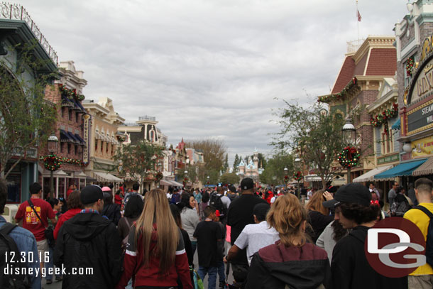 Main Street had a fair number of guests heading into the park.