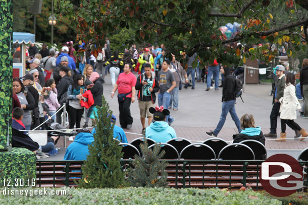 Reserved seating for the parade gets a great straight on view with the Matterhorn as a backdrop.