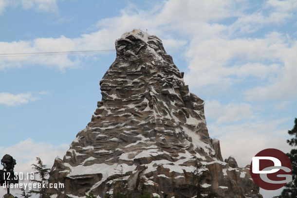 Passing by the Matterhorn, a little blue in the sky now.