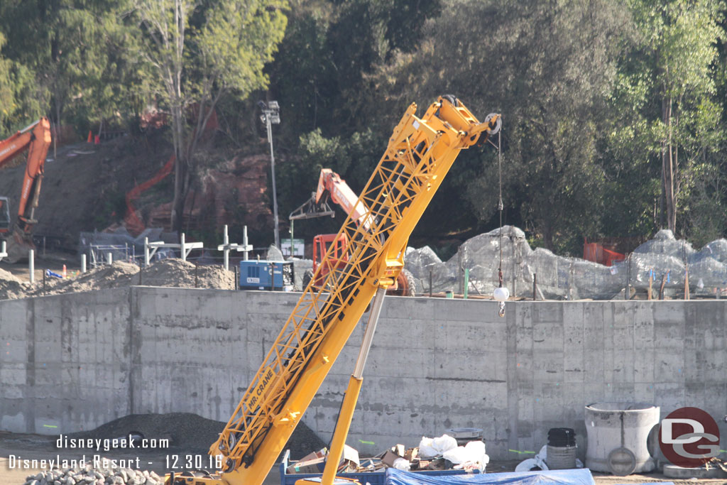 Here you can see some of the wire mesh frames for the rocks sticking above the wall.