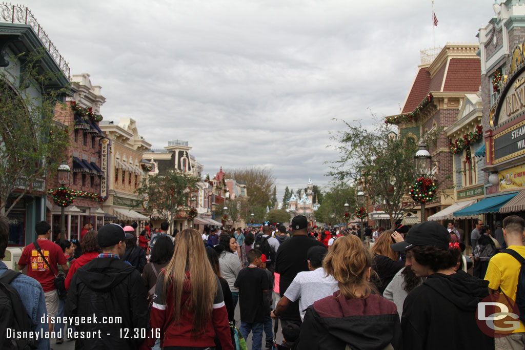 Main Street had a fair number of guests heading into the park.