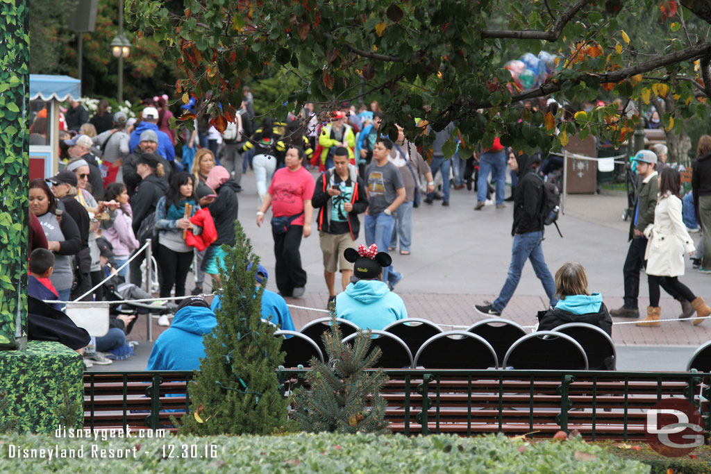 Reserved seating for the parade gets a great straight on view with the Matterhorn as a backdrop.