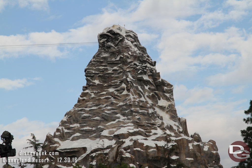 Passing by the Matterhorn, a little blue in the sky now.