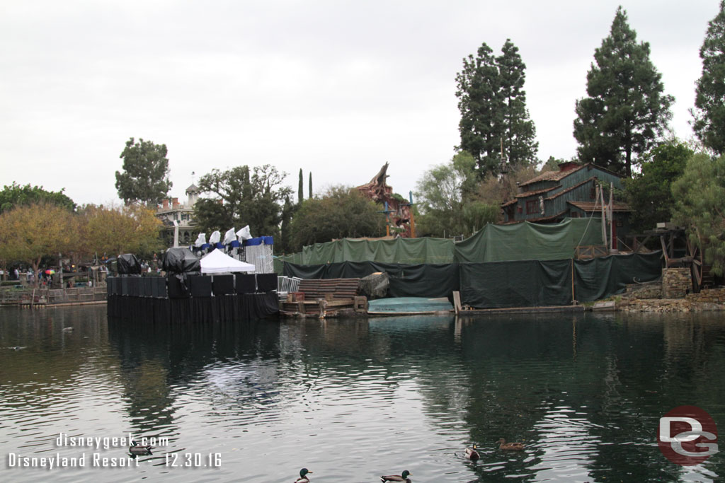 On the Rivers of America a stage was set up for New Years Eve festivities since the Island stage is still being worked on.