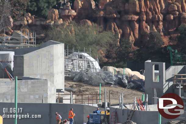 A look at the right of way for the train.  Wire mesh awaiting installation on it.