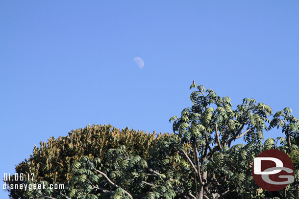 The moon visible over Adventureland already, it was only 2pm.