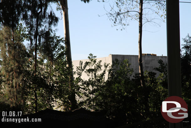 From the Fantasyland Theatre entrance looking toward the Star Wars project you can see a wall but not much else from this angle.