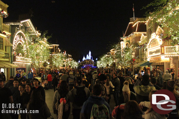 Main Street USA at 6:23pm was crowded.