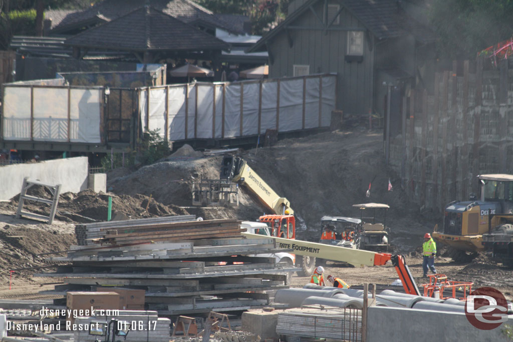 A closer look at where the train will come out from the Hungry Bear then cross the walkway.