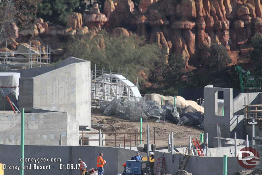 A look at the right of way for the train.  Wire mesh awaiting installation on it.