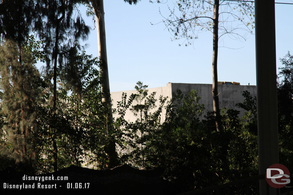 From the Fantasyland Theatre entrance looking toward the Star Wars project you can see a wall but not much else from this angle.