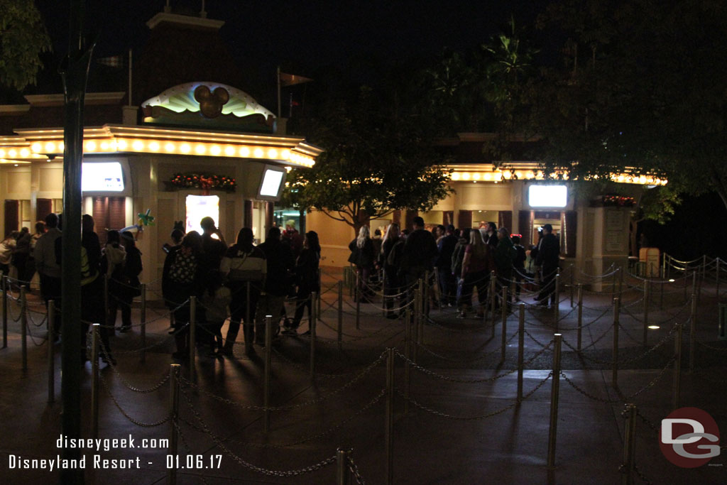 There were still lines at the Ticket Booths but not that bad at 6:20pm