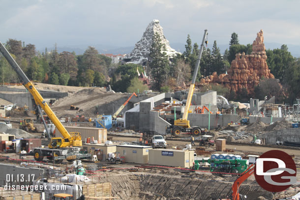 The concrete structure in the middle is the backstage marina for Fantasmic.