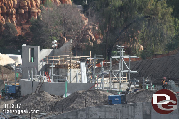 Steel and concrete support structures for the rock work.