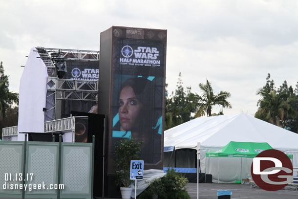 As usual a stage set up in the parking lot at Downtown Disney.