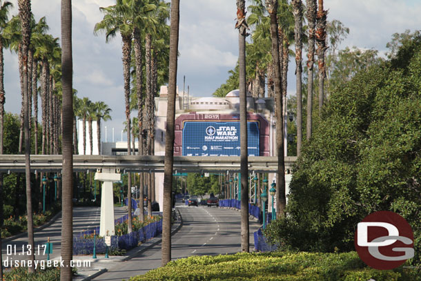 Looking up Disneyland Drive to the race starting line.