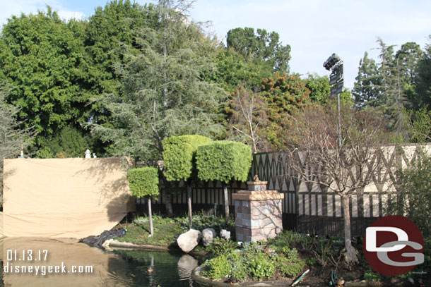 The grotto is walled off for some renovation work.