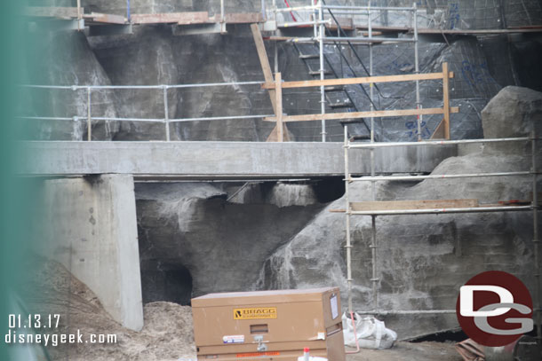 A closer look at the trestle and rock work around it.