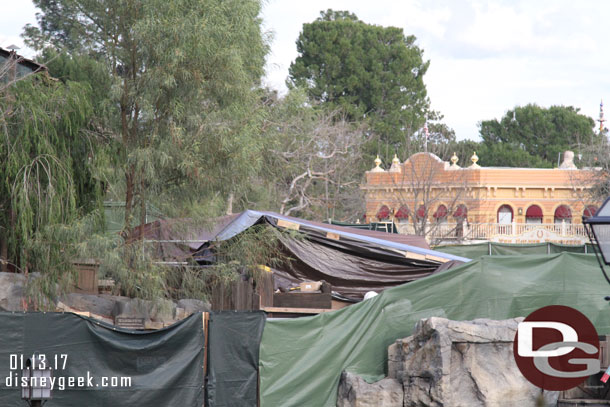 The stage has some covering on it, guessing due to the rain.