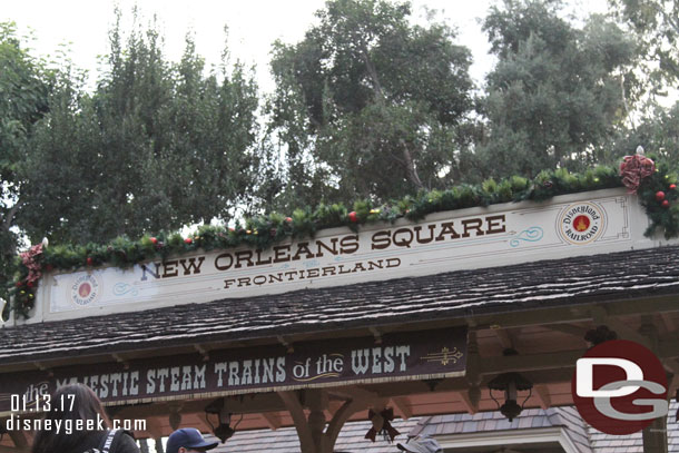 Some Christmas decorations remain in New Orleans Square.