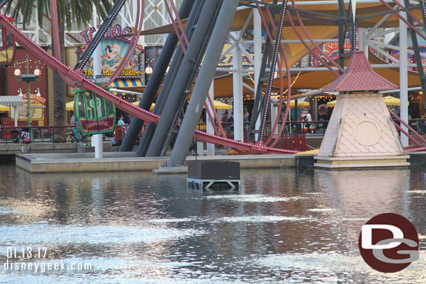 Out in the bay some boxes have been positioned, guessing for the new pre-show that starts next week.