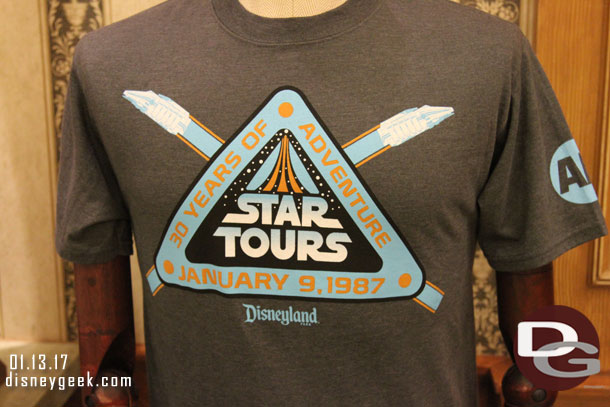 Star Tours turned 30 this past week.  An Annual Passholder T-Shirt is available.