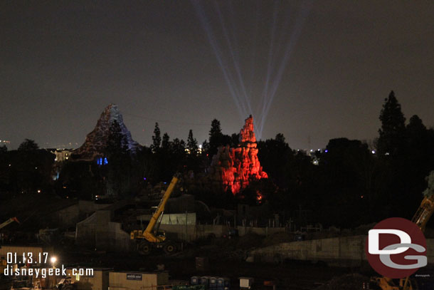 Behind Big Thunder are the spot lights from Season of the Force.